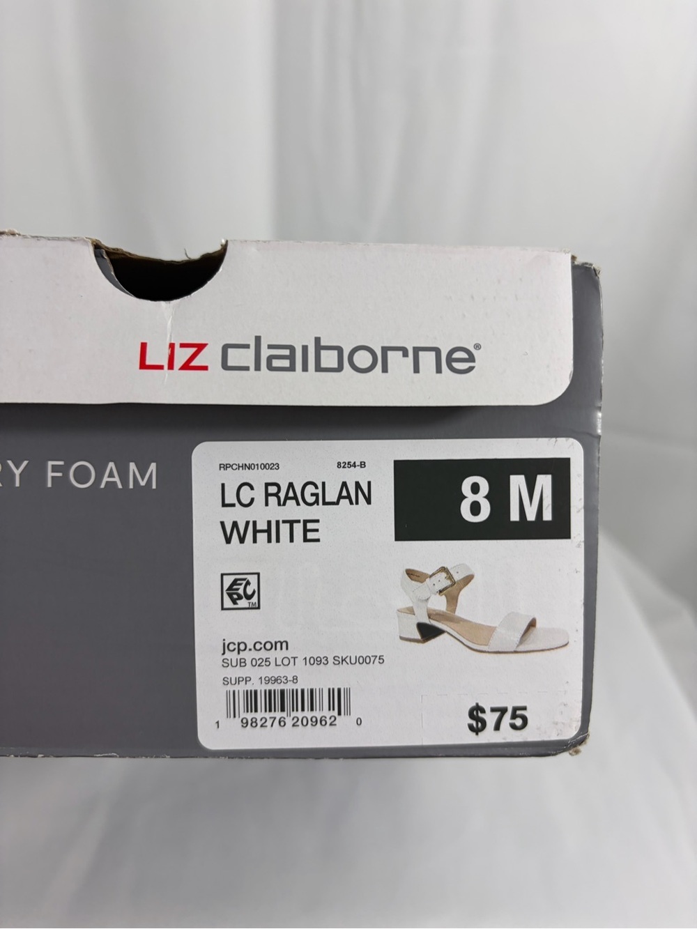 NWT Liz Claiborne Women's Size 8 White Croc-Embossed Ankle Strap Sandals - Picture 7 of 8